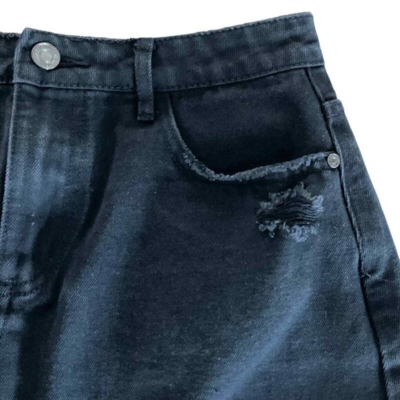 Missguided Womens Black Cotton‎ A-Line Denim Jean Skirt Small Raw Hem - Picture 5 of 13